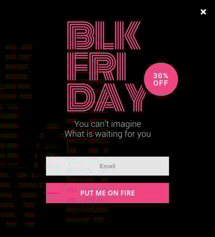 Contoh pop-up Black Friday