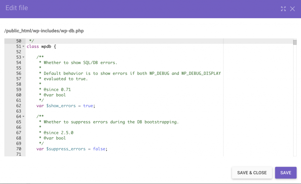 Mengatur variabel wpdp ke true