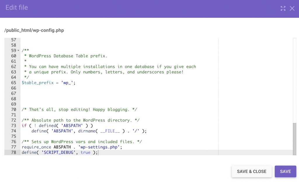 Script debug constant