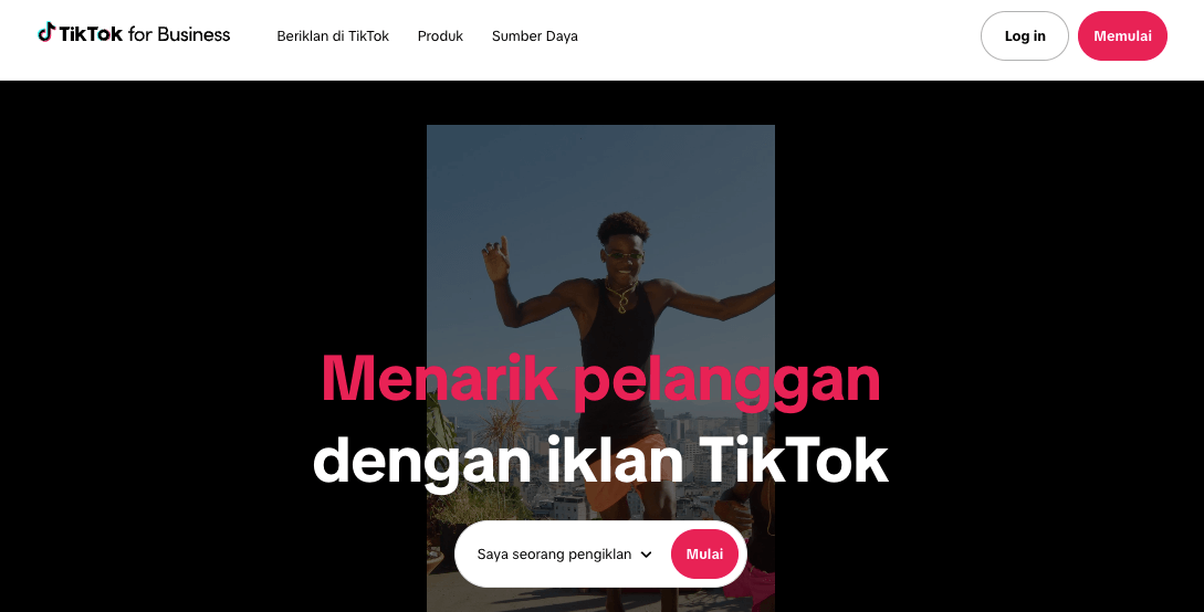 tampilan landing page tiktok ads