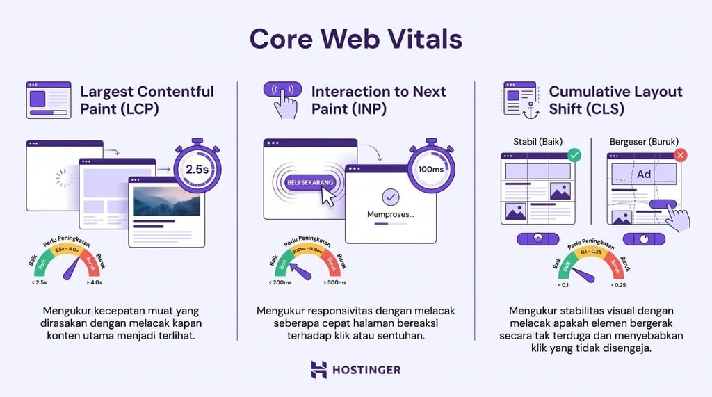Infografik yang menjelaskan metrik Core Web Vitals