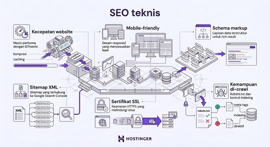 Infografik yang menjelaskan tentang SEO teknis