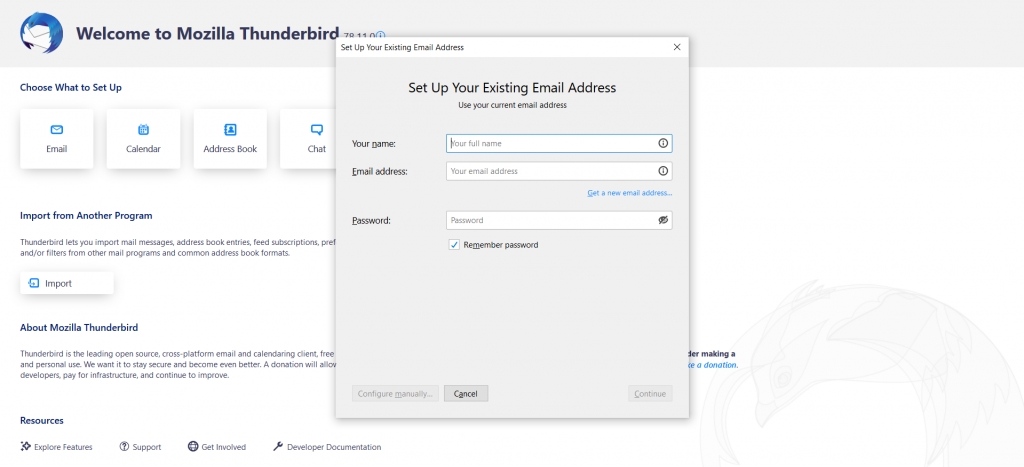 cara setting thunderbird