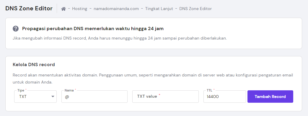 dns zone editor hostinger