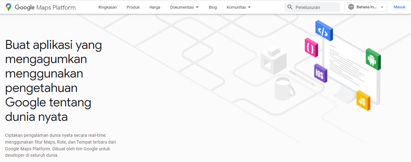 salah satu contoh api adalah google maps