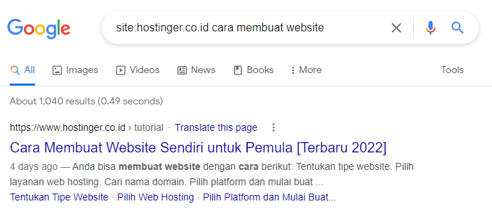 mencari website di google untuk menguji apakah ada error 400