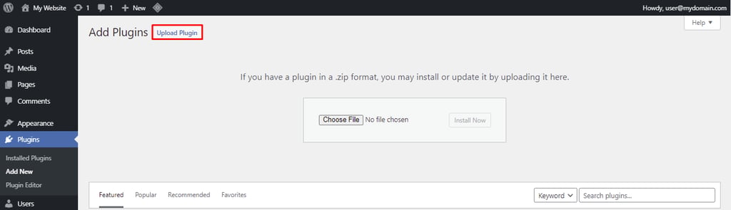 upload plugin WordPress
