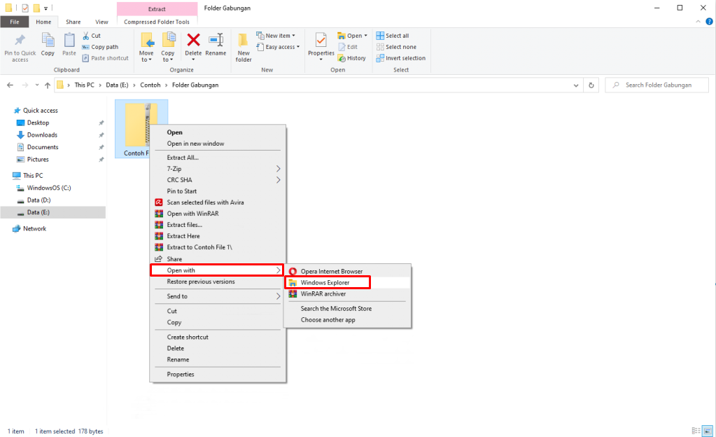 cara unzip file di windows explorer