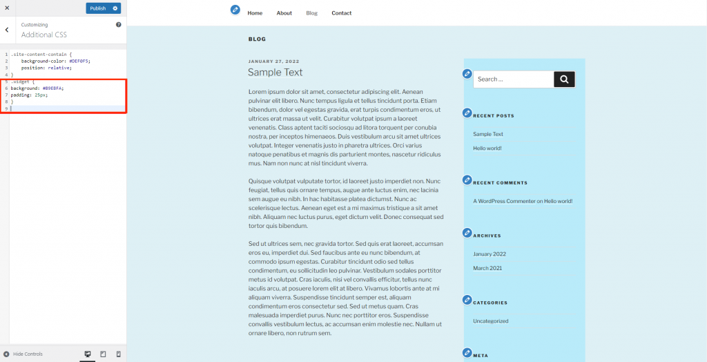 mengubah warna sidebar