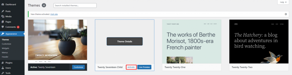tampilan tema wordpress
