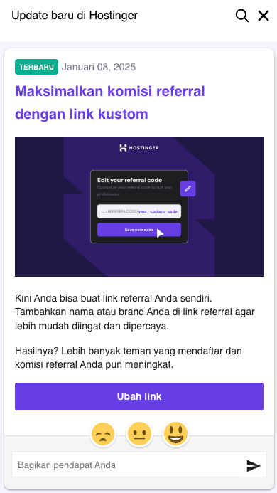 tampilan isi menu update baru