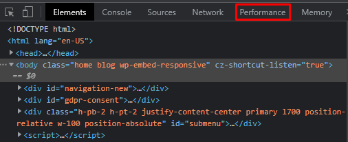 panel performance dev tool