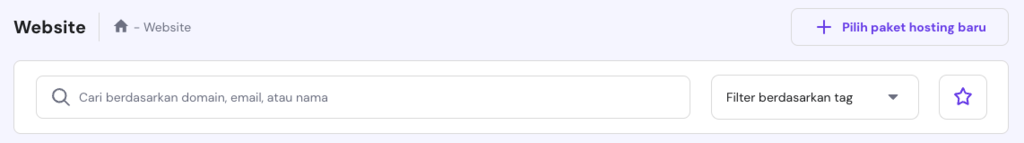 tampilan untuk memilih paket hosting baru