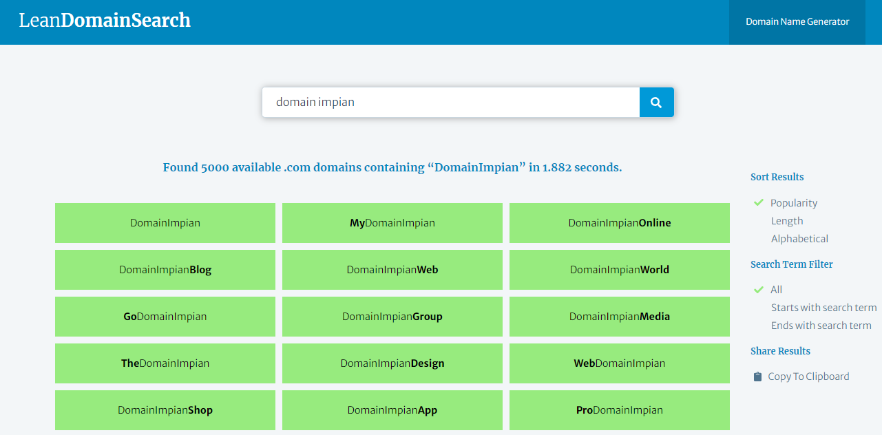 hasil lean domain search