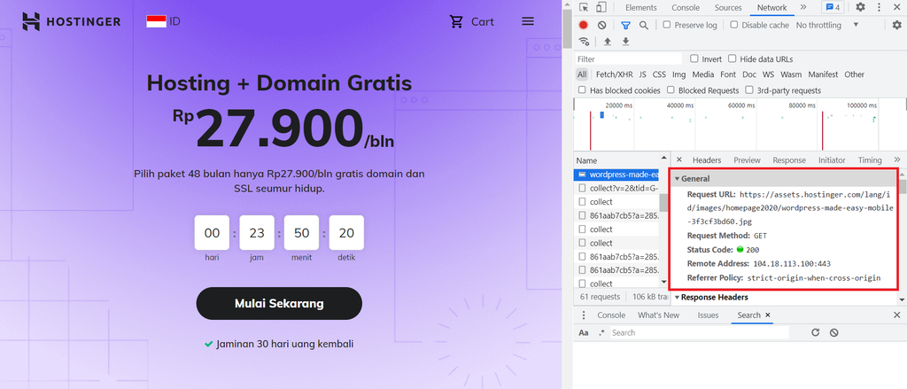 chrome devtools headers