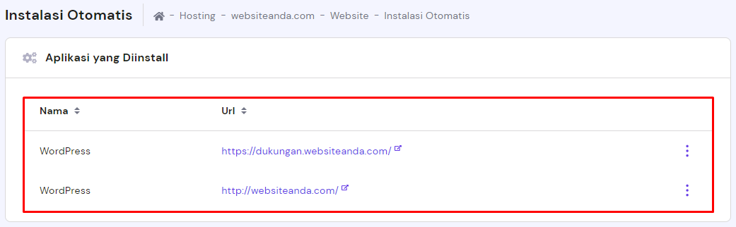 contoh sub domain di hpanel