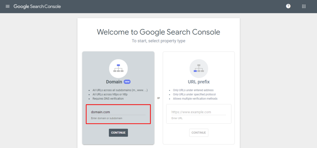 tambah domain di google search console