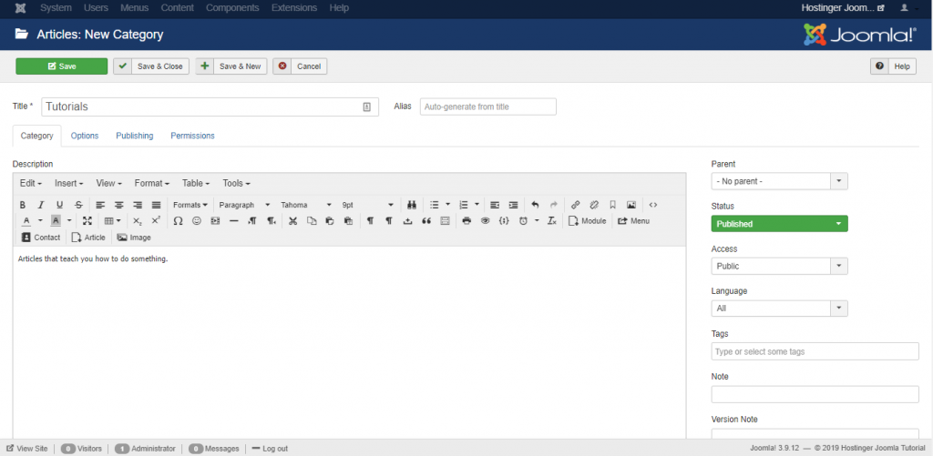 Editor artikel Joomla