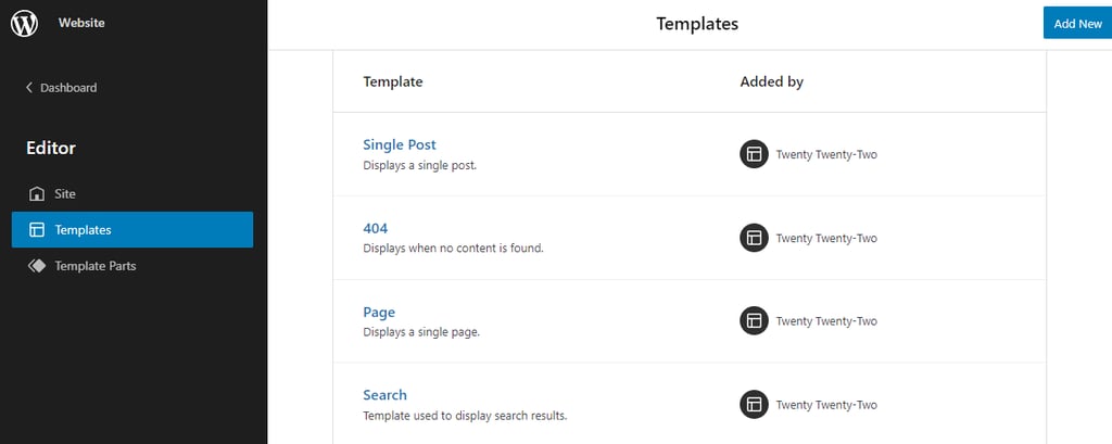 editor opsi template