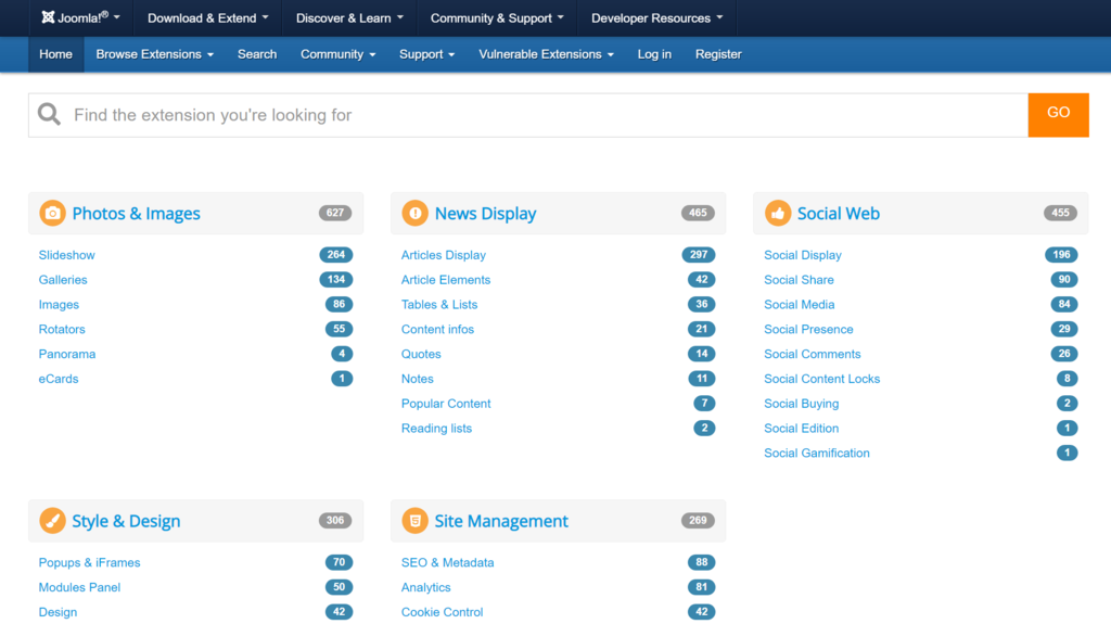 Ekstensi Joomla di Extensions Directory