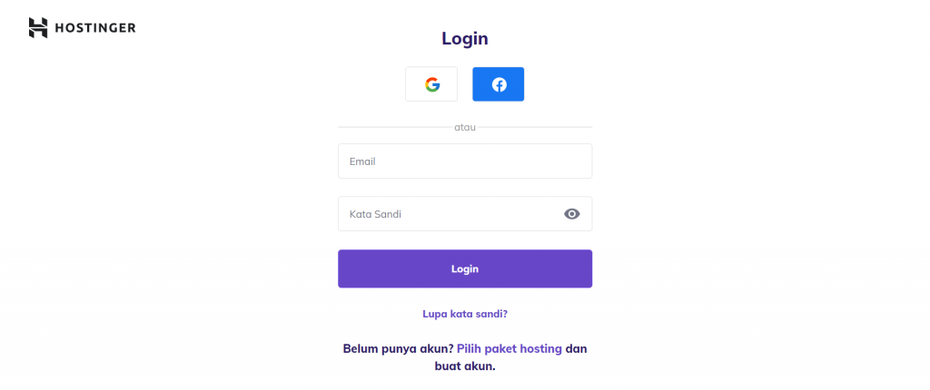 halaman login hpanel