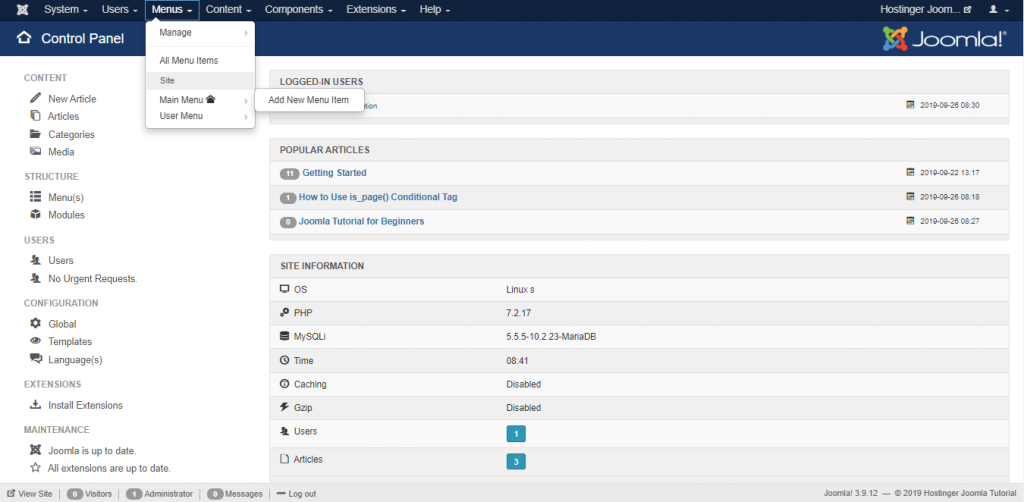 Item baru menu Joomla
