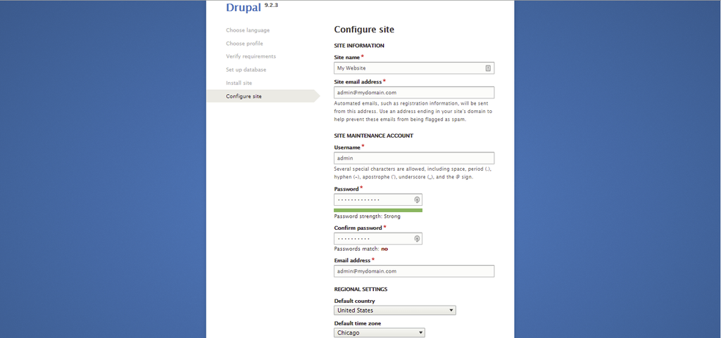 Mengonfigurasi installer Drupal