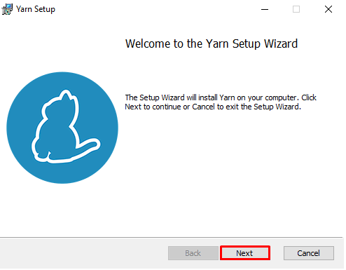 Setup wizard Yarn di Windows