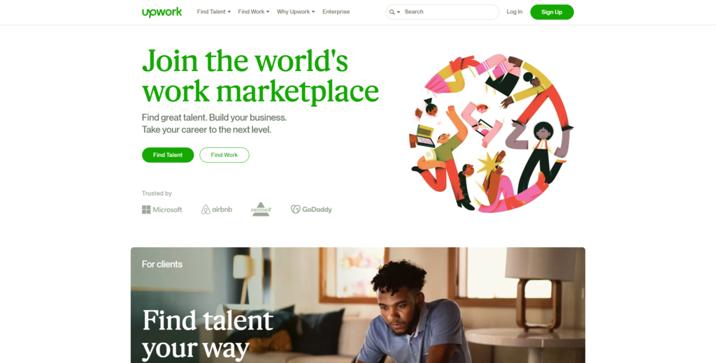 tampilan homepage upwork