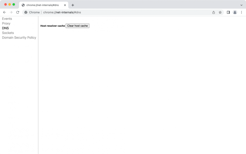 host resolver cache di chrome