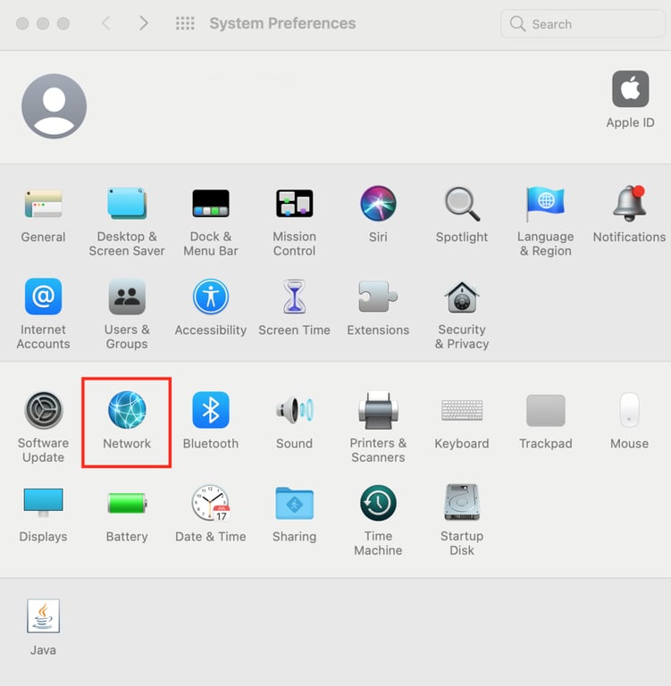 preferensi jaringan di macos