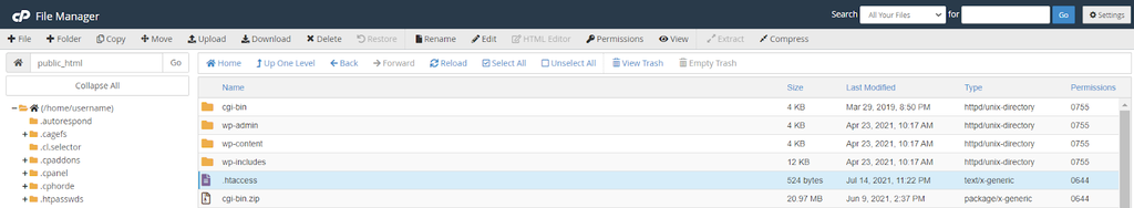 public_html di file manager