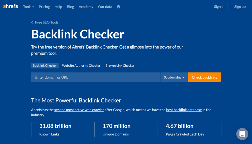 Ahrefs Backlink Checker