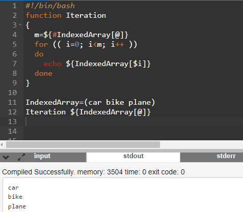 fungsi bash untuk iterasi array