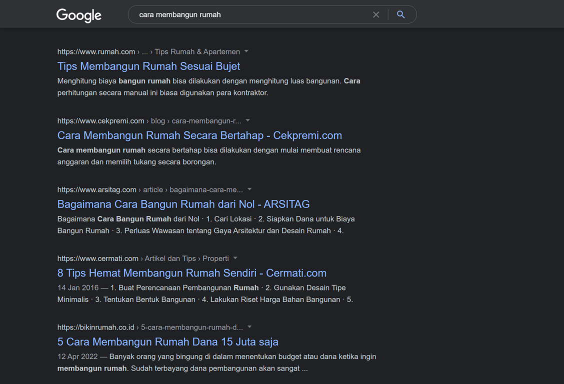 Halaman hasil pencarian Google