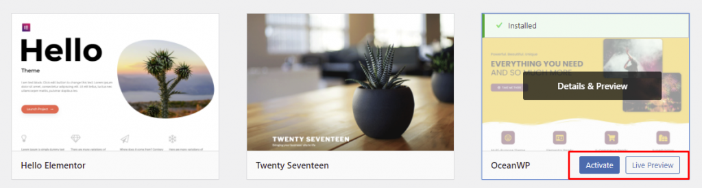mengaktifkan tema di wordpress