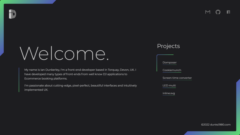 Portofolio web developer Ian Dunkerley