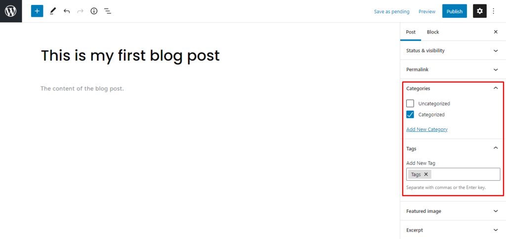 Category dan Tag pada Gutenberg Editor di WordPress