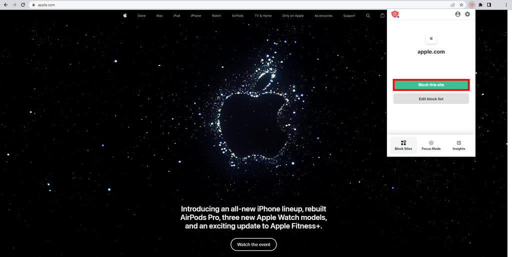 contoh cara memblokir situs dengan ekstensi BlockSite