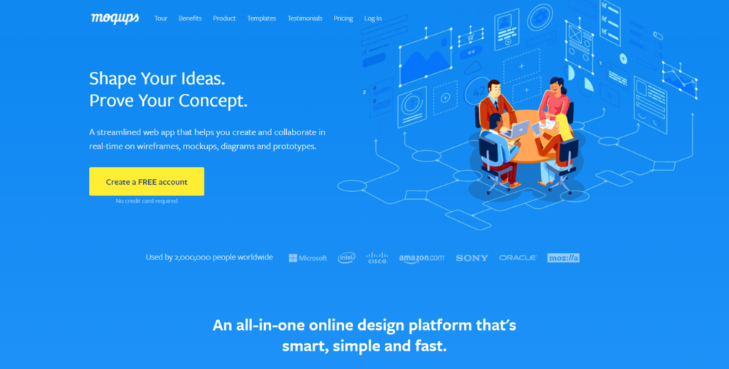 halaman beranda Moqups