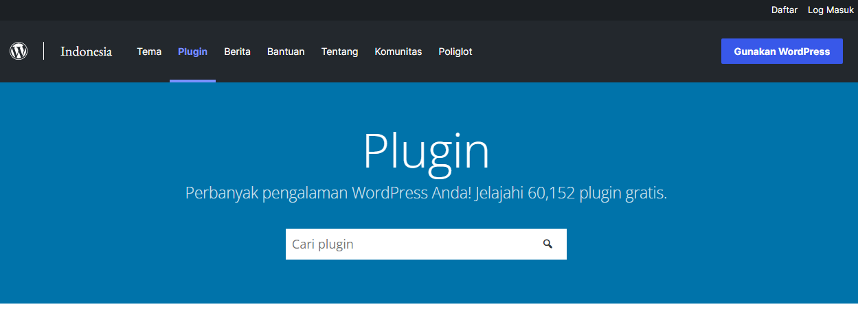 tampilan halaman plugin wordpress indonesia