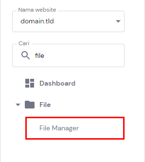 Menu File Manager di hPanel