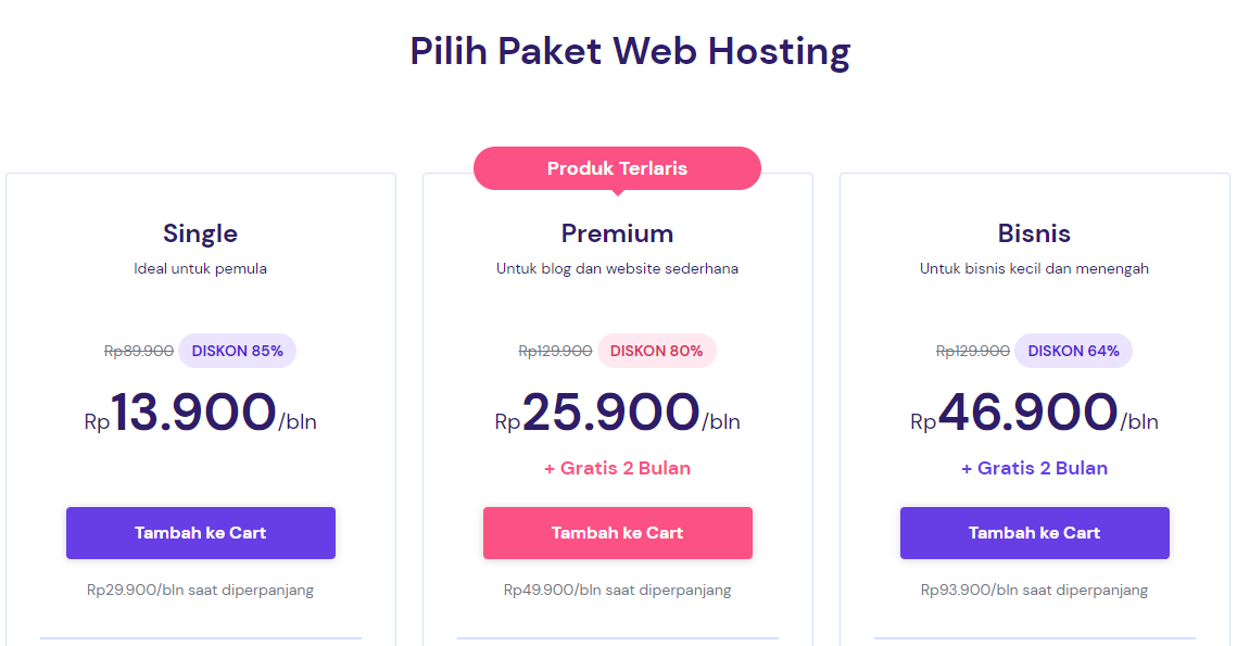 harga paket web hosting murah di hostinger