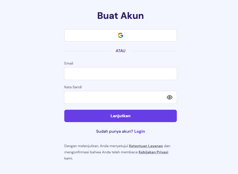 tampilan halaman buat akun di hostinger