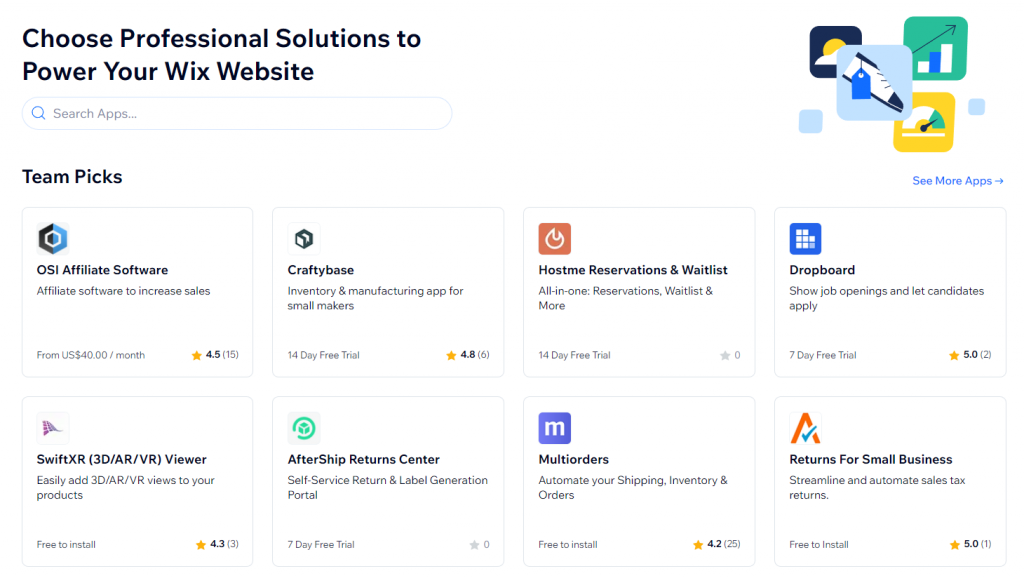 homepage wix app market