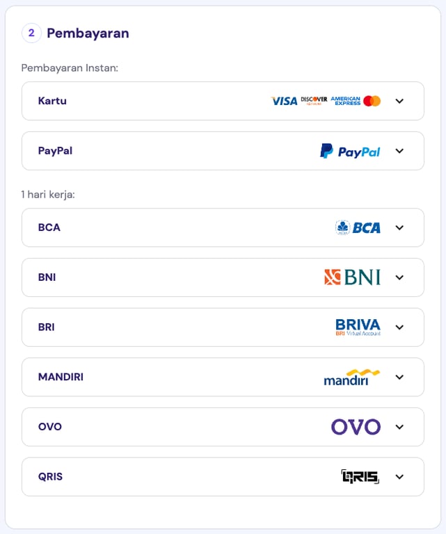 tampilan daftar metode pembayaran hostinger indonesia