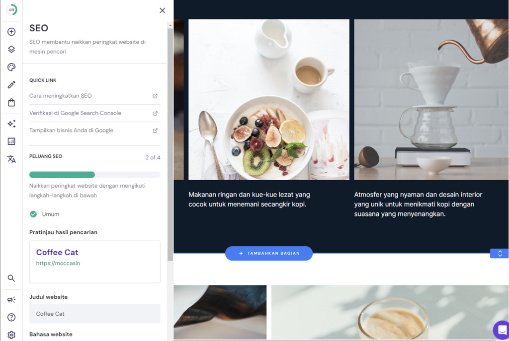 fitur optimasi yang ditawarkan ai website builder untuk seo