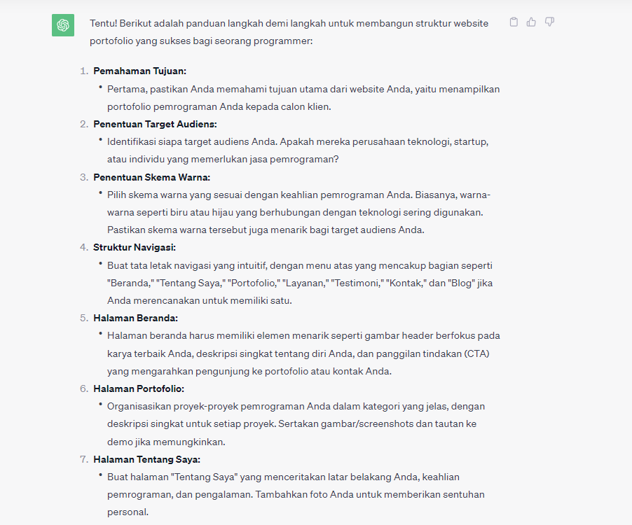 hasil struktur yang disarankan oleh tool kecerdasan buatan chatgpt