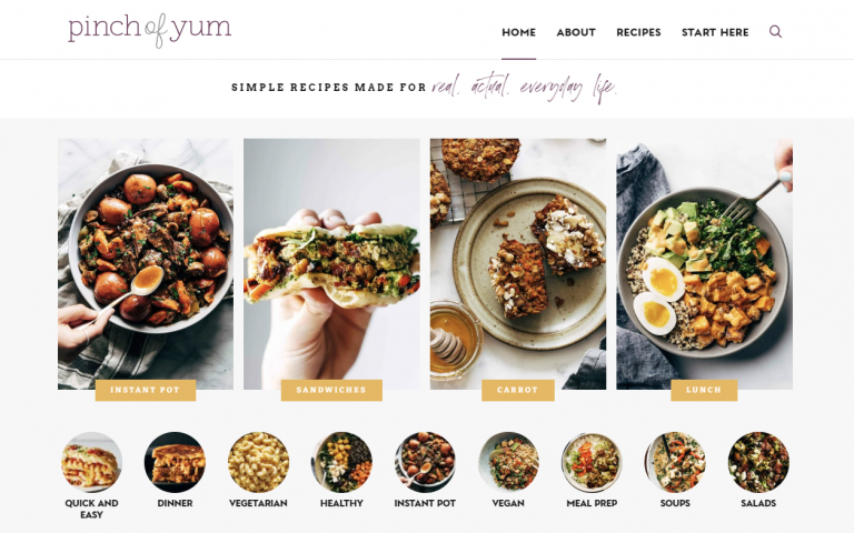halaman website pinch of yum