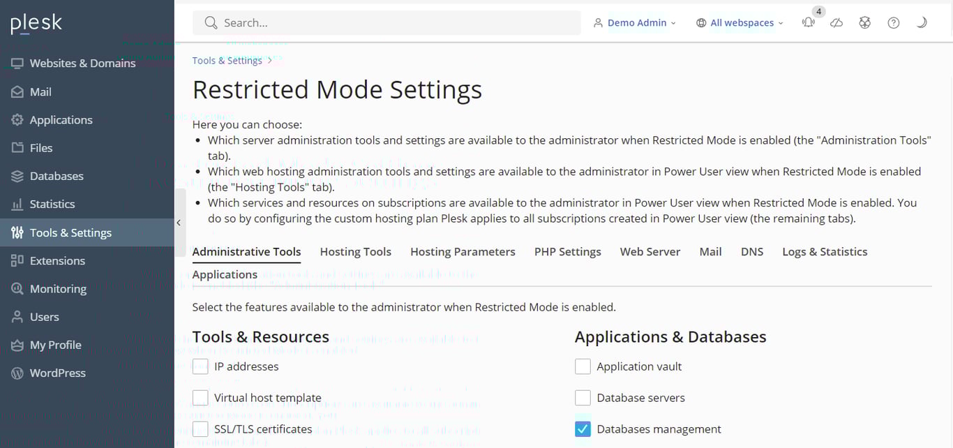 menu konfigutasi pengaturan restricted mode